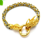 Dragon Head Byzantine Double Link Bracelet — Stainless Steel