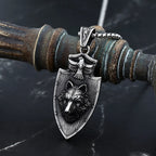 Viking Shield Wolf Pendant Necklace — Stainless Steel