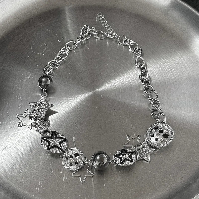 Punk Stainless Steel Star Geometry Pendant necklace for Men Hip Hop Elements Jewelry