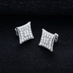 Iced Out Square Stud Earrings — 925 Silver