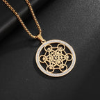 Stainless Steel Solomon Religious Seven Archangels Compass Pendant Necklace Men's Retro Lucky Amulet Jewelry