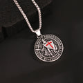 1PC INGX Stainless Steel Men's Retro Knight Cross Shield Pendant Necklace for Men Medieval Viking Necklace Man Jewelry