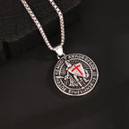 1PC INGX Stainless Steel Men's Retro Knight Cross Shield Pendant Necklace for Men Medieval Viking Necklace Man Jewelry