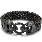 Massive Lion Skull Head Bracelet for Man Stainless Steel 18MM Wide Square Franco Chain Men's Bracelets Animal Wrist