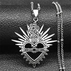 Sacred Heart Enamel Pendant — Black Stainless