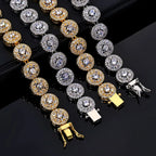 Gold Cuban Bracelet Iced Out Mixed Inlay