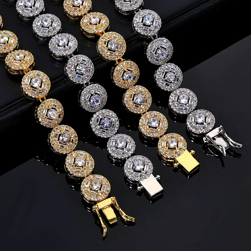 Gold Cuban Bracelet Iced Out Mixed Inlay