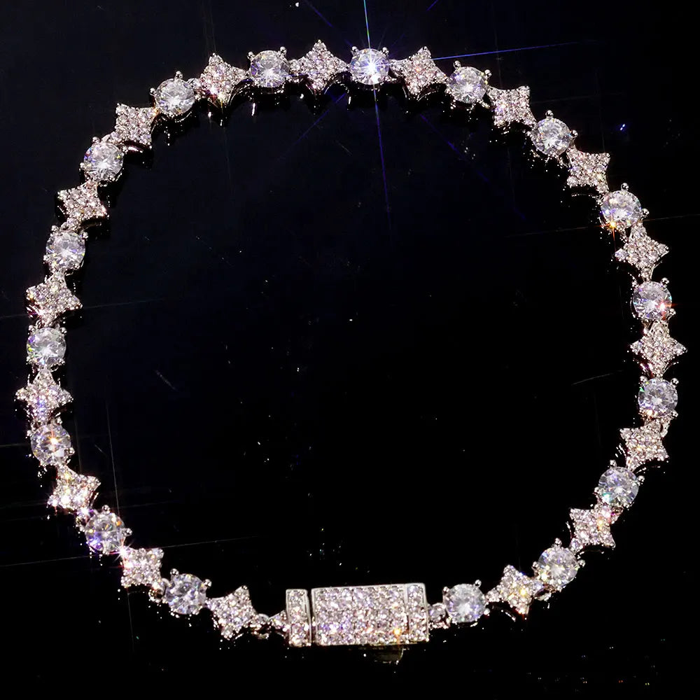 Iced Out Cross Tennis Bracelet Stainless Steel
