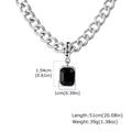 Cuban Stone Square Pendant Necklace — Stainless Steel