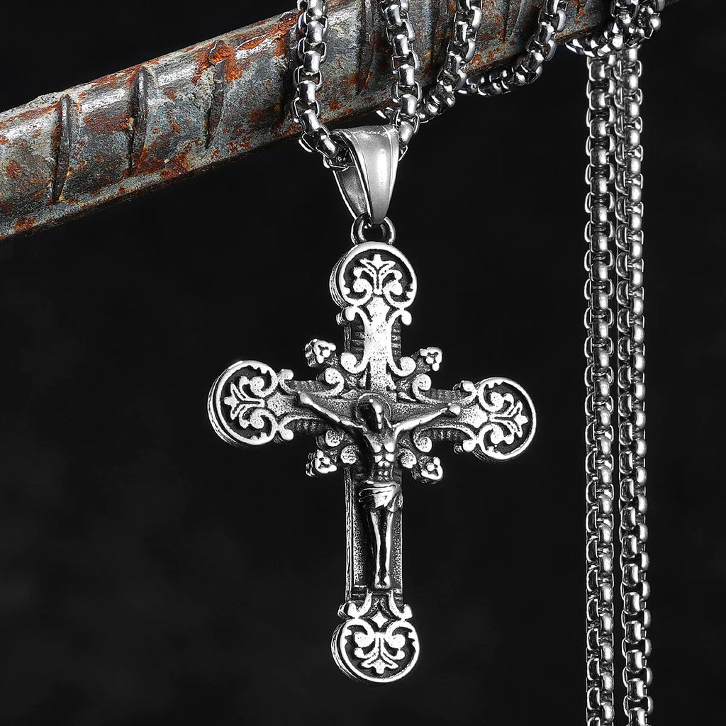 Jesus Cross Pendant Necklace — Stainless Steel