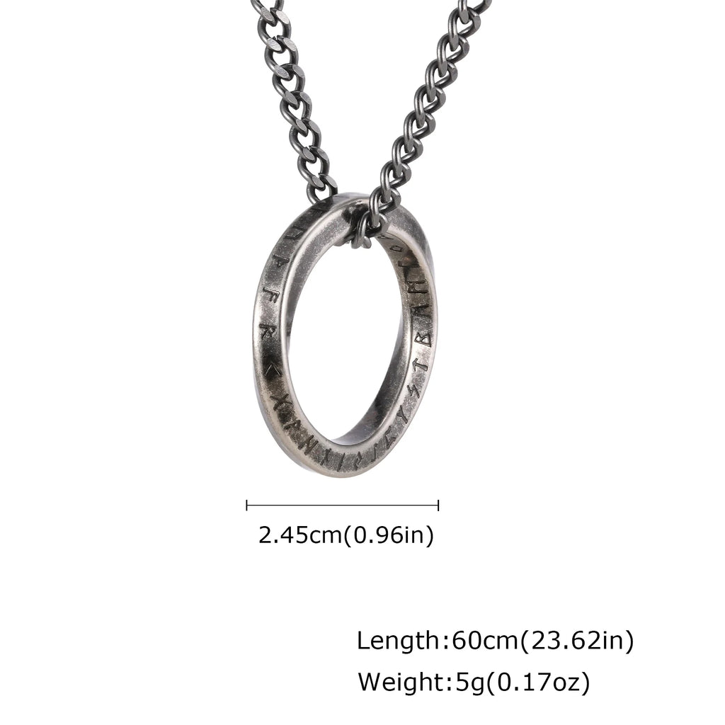 Viking Rune Mobius Pendant Necklace — Stainless Steel