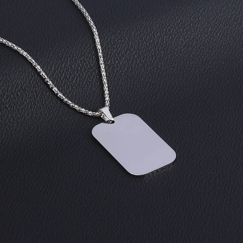 Hip Hop Military Style Stainless Steel Dog Tag Pendant Necklace for Men Women Gold Plated Personalized Id Card Name