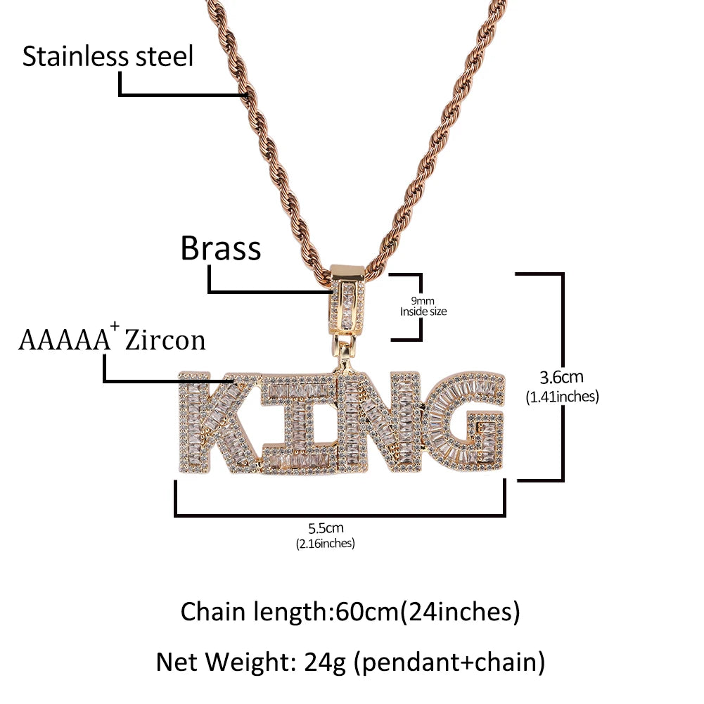 UWIN Customized Baguettecz Name Necklaces for Women Men Iced Out Cubic Zirconia Letters Fashion Personalized Jewelry for Gift