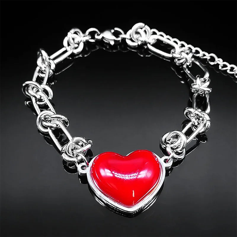 Heart Pendant Necklace Set — Stainless Steel