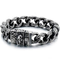 Punk Skull Bracelet For Man In Black Stainless Steel Skeleton Jewelry Men's Wrist Bracelets Rockers' Jewelry