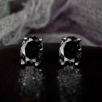 Oval Colored Zircon Four Claw Stud Earrings — Stainless Steel