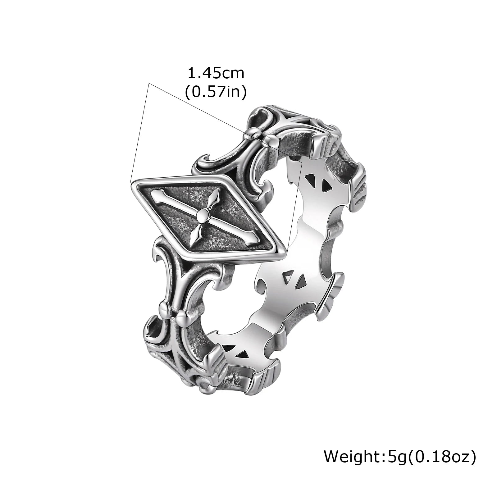 Punk Gothic Cross Ring for Men,Retro Stainless Steel Statement Ring,Birthday Party Jewelry Gift
