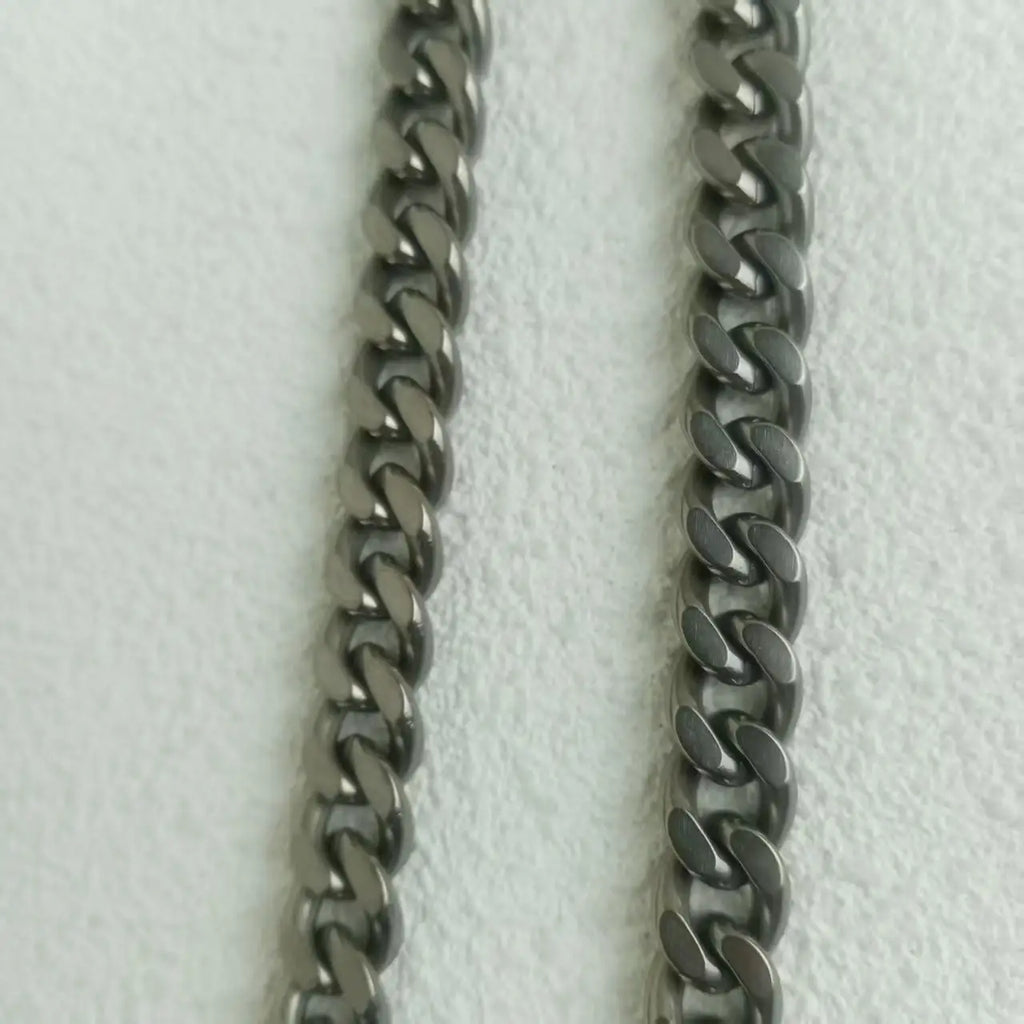 Men's 10.5mm Pure Titanium Washed Cuban Necklace - Hip Hop Trendy Design, Pop Style Must-Have, Anti-Tarnish &