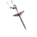 Gothic Fallen Angel Sword Wings Pendant Necklace — Zinc Alloy
