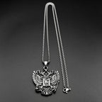 Russian Double-Headed Eagle National Emblem Symbol Pendant Necklaces for Women Men Silver Color Stainless Steel Jewelry Gift