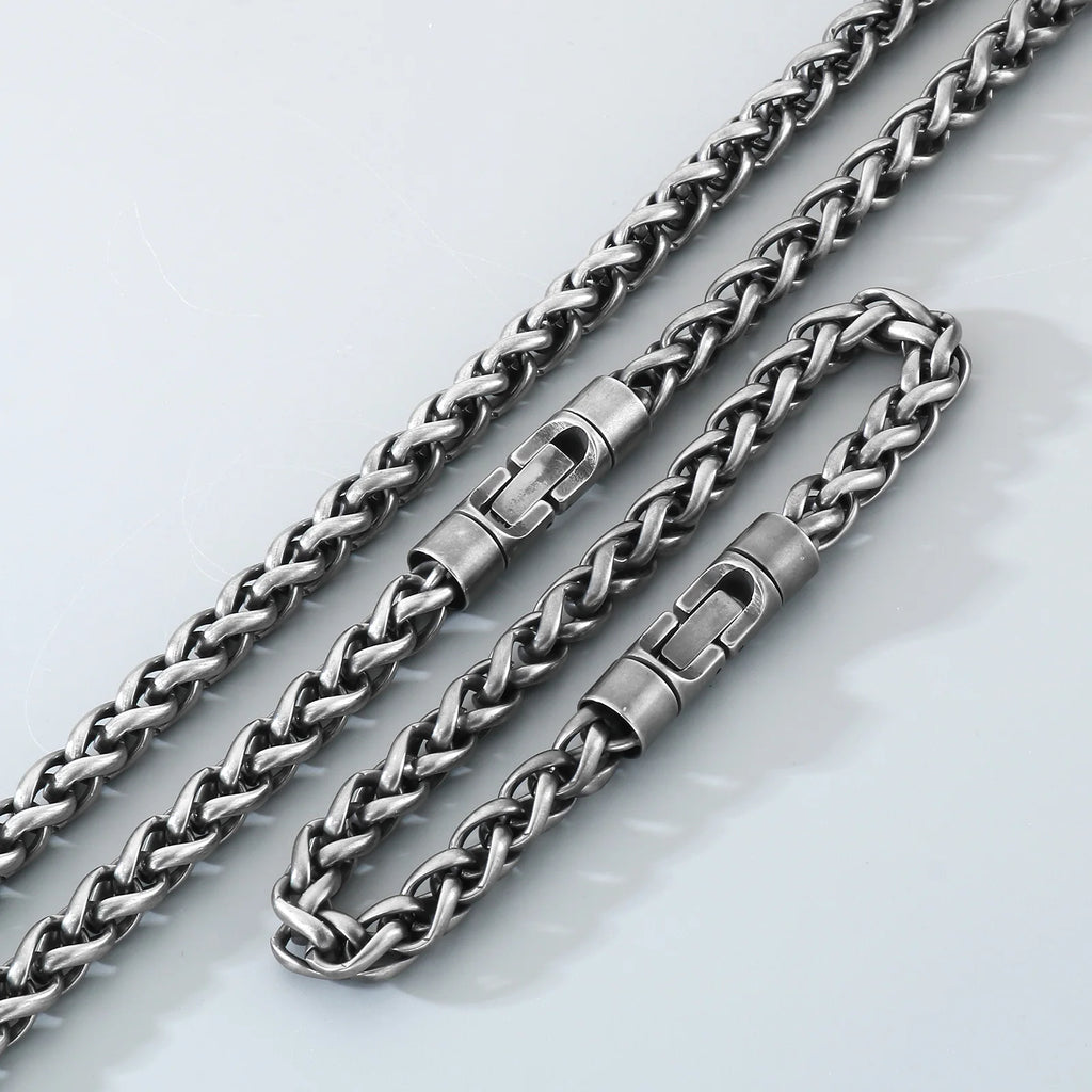Classic Men's 4/6/8/10mm Wide Link Chain Bracelet Necklace Set for Man 6 Color Available 65CM Long Stainless Steel