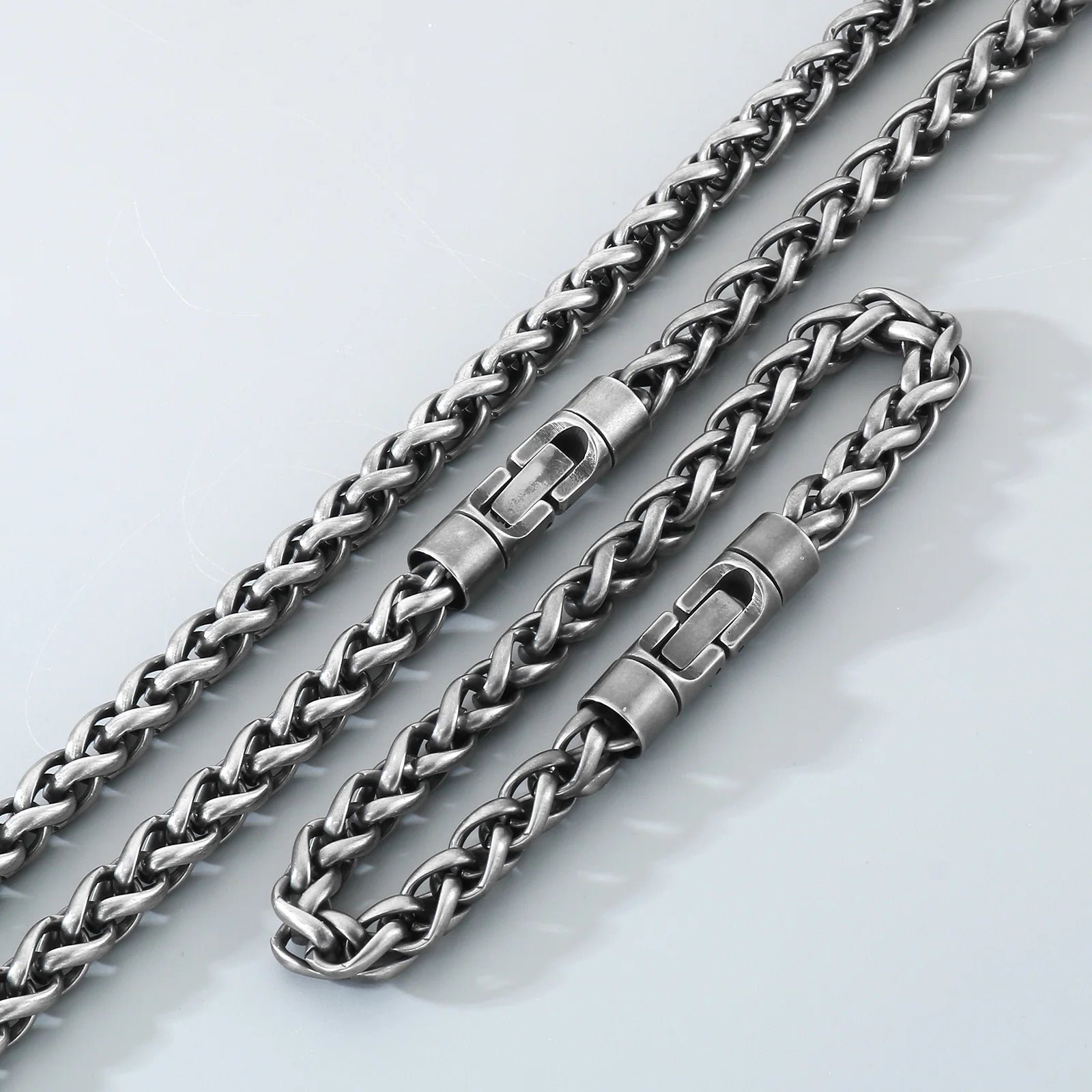 Classic Men's 4/6/8/10mm Wide Link Chain Bracelet Necklace Set for Man 6 Color Available 65CM Long Stainless Steel