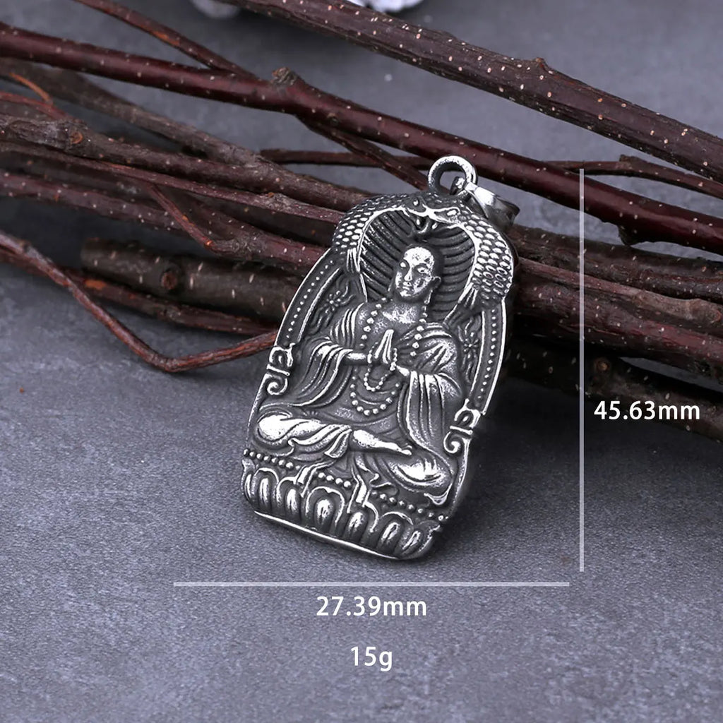 Stainless Steel Fashion Bodhisattva Buddha Necklace Men and Women Vintage Amulet Pendant Necklace Keel Chain Male Jewelry Gift