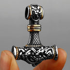 Viking Thor's Hammer Vintage Personality Necklace Stainless Steel Vegvisir Anchor Pendant Necklace Men's Amulet Jewelry