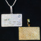 Aokaishen Iced Out Credit Card Necklace Pendant for Men Real Gold Plated 5A Cubic Zirconia Hip Hop Jewelry