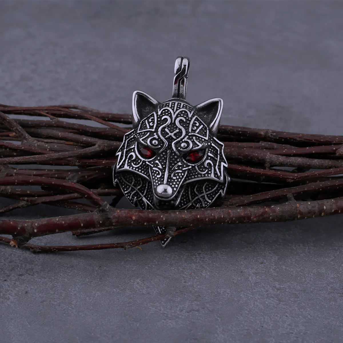 Viking Wolf Head Pendant Necklace — Stainless Steel