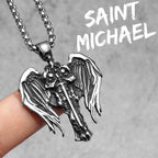 Archangel Pendant 316L Stainless Steel St.Michael Wings Necklaces Men Powerful Amulet Chain Punk Jewelry Best Gift Dropshipping