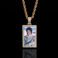 Iced Out Photo Pendant Necklace Rectangle