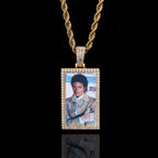 Iced Out Photo Pendant Necklace Rectangle