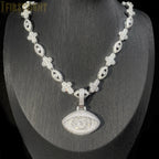2026 New Iced Out Luxury Eye Cross Necklace Bling Cubic Zirconia Charm Tennis Chain for Men Women Hip Hop Jewelry