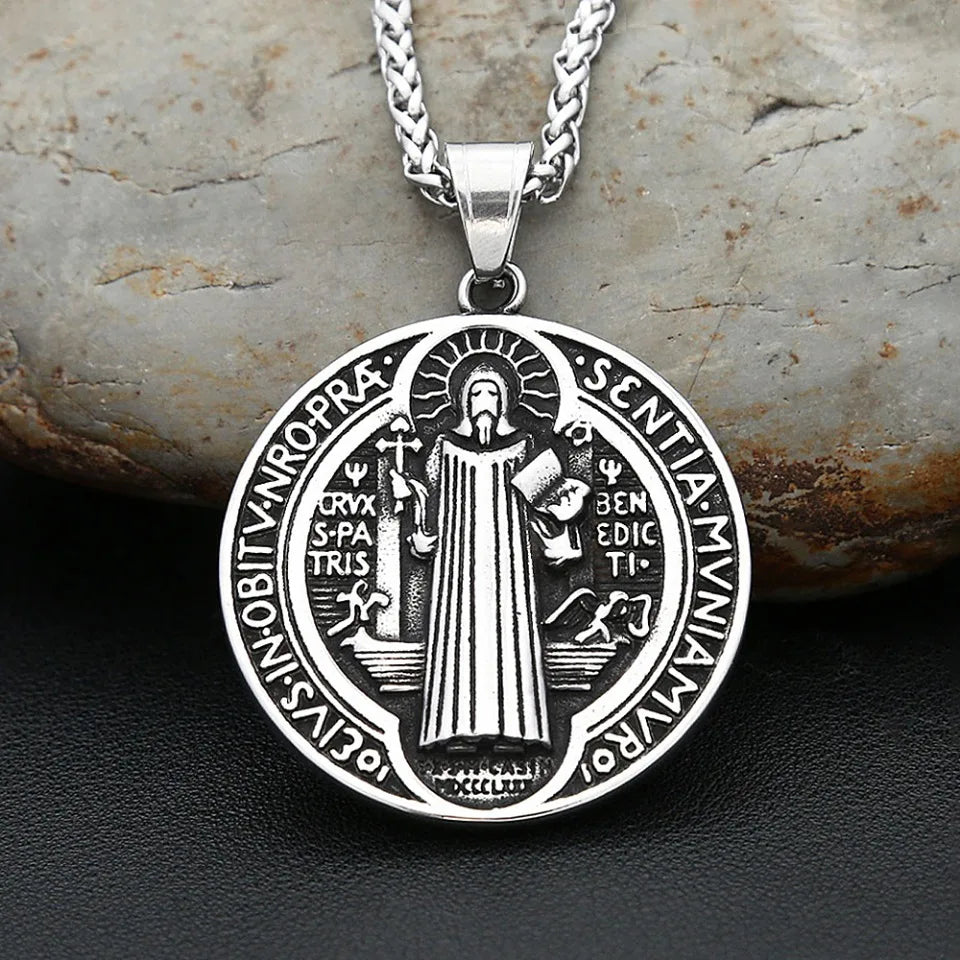 Saint Benedict Steel Pendant Vintage 316L Exorcism