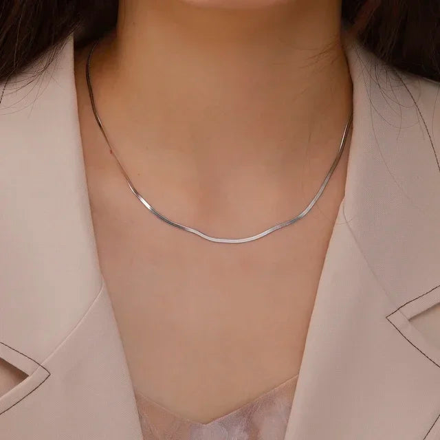 Gold Herringbone Snake Chain Necklace 5mm — Stainless Steel