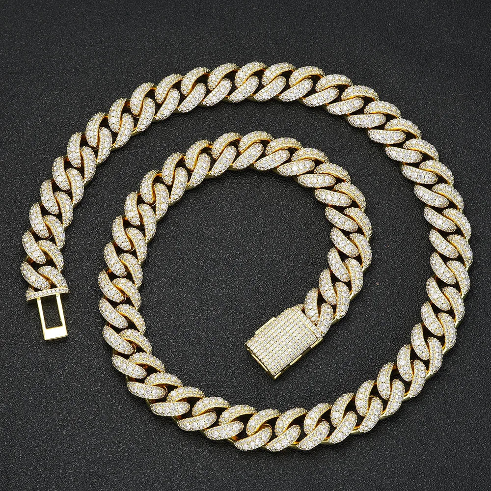 Cuban Chain Necklace Iced Out Gold 15MM