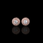 Iced Out Round CZ Stud Earrings Stainless Steel