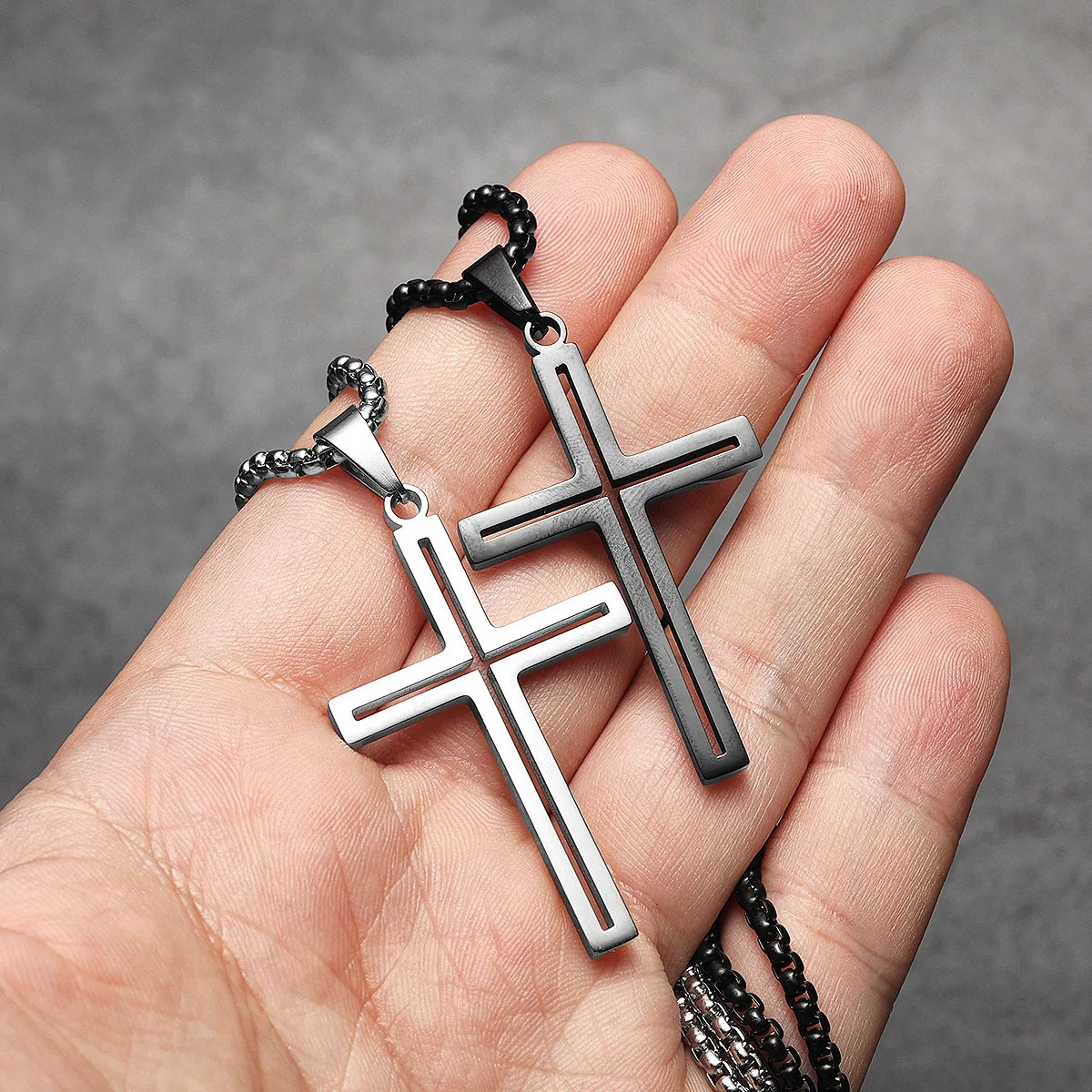Cross Pendant Necklace Stainless Steel Hollow