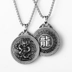 Chinese Dragon Pendant Necklace — Stainless Steel