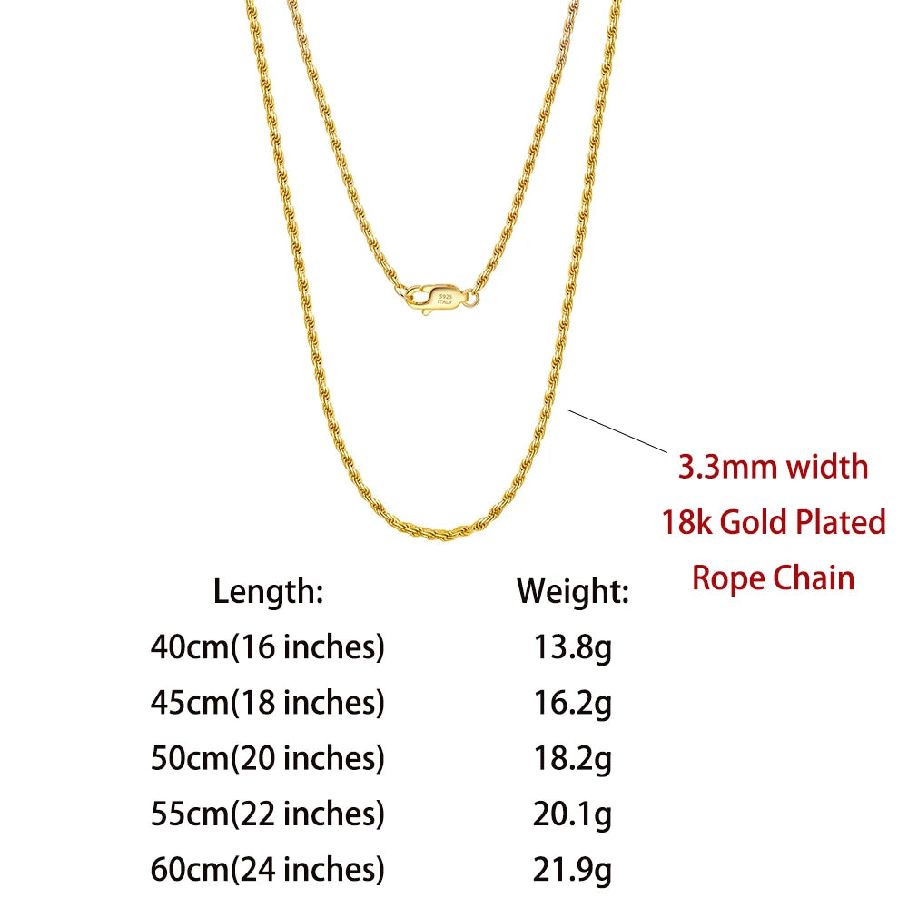 ORSA JEWELS Genuine 925 Sterling Silver Paperclip Chopin Rope Cuban Figaro Box Cable Chain Necklace Simple Basic Chain