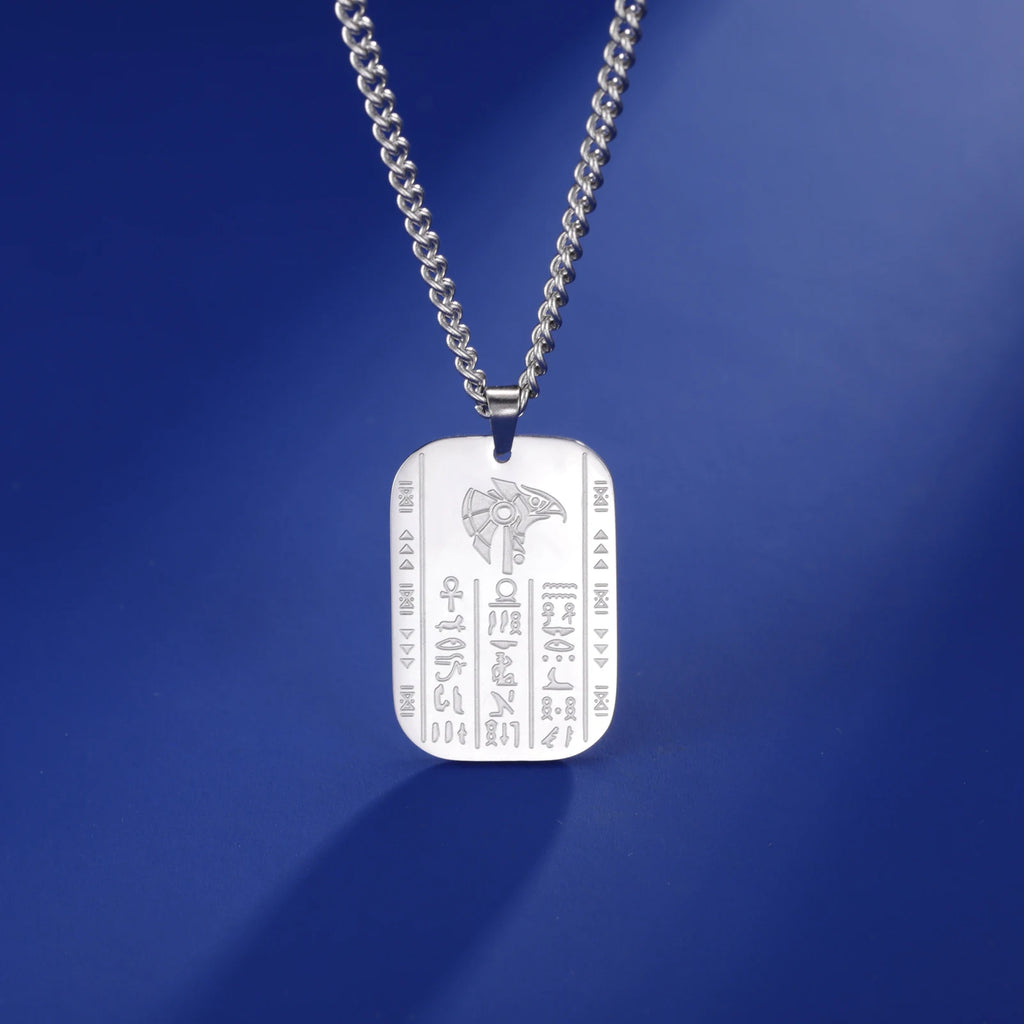 LIKGREAT Ancient Egyptian Mythology Goddess Necklace for Men Eye of Horus Egypt Death Protection Amulets Stainless