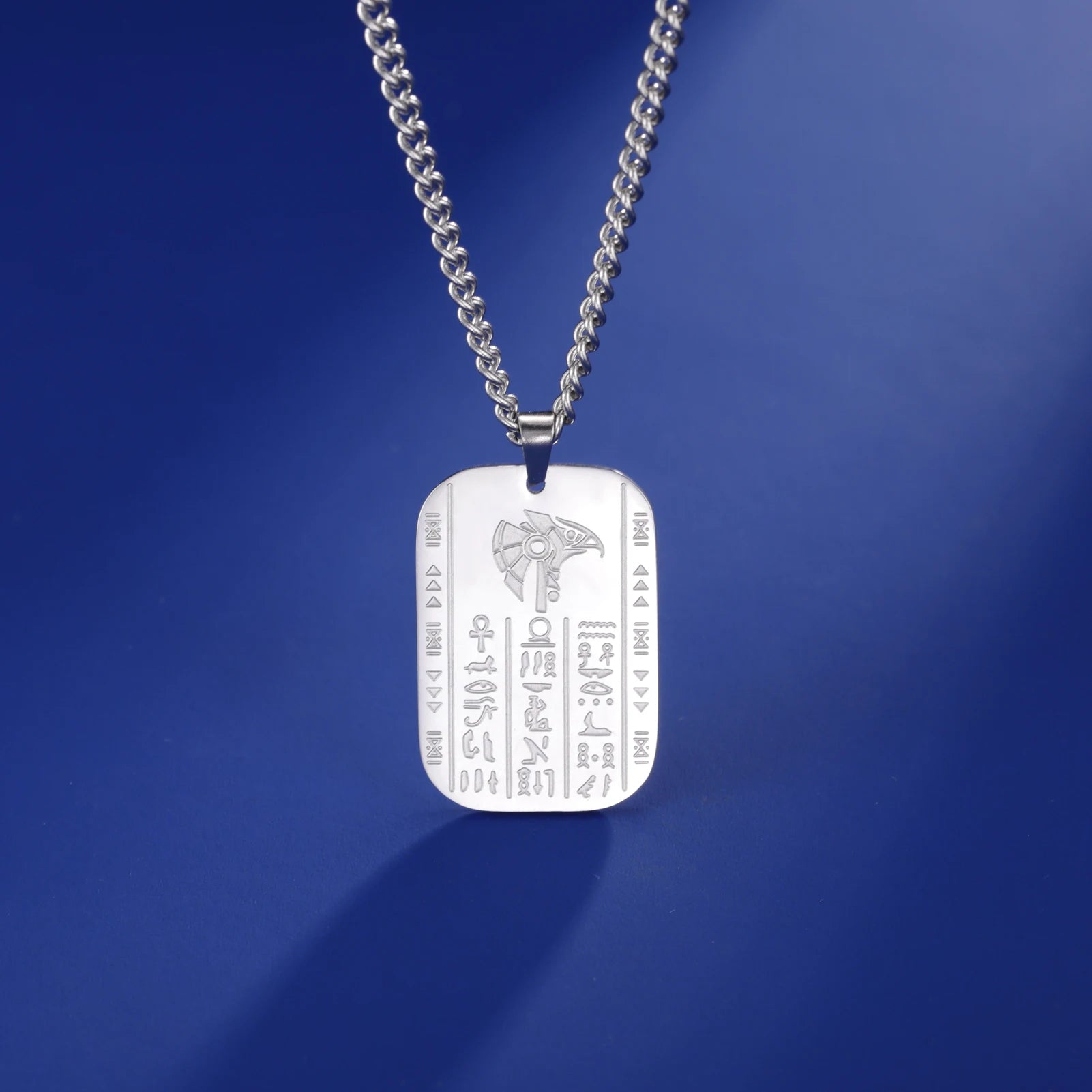 LIKGREAT Ancient Egyptian Mythology Goddess Necklace for Men Eye of Horus Egypt Death Protection Amulets Stainless