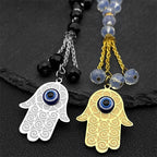Hamsa Evil Eye Pendant Necklace — Stainless Steel