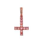 JINAO New Upside Down CROSS Pendant PINK Black Iced Out Cubic Zirconia Men's Necklace Hip Hop Fashion Jewelry For Gift