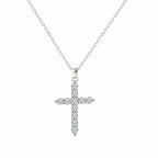Personality Trend Silver Color Zircon Cross Pendant Necklace for Women Charm Shiny Crystal Chokers Jewelry Gift