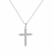 Personality Trend Silver Color Zircon Cross Pendant Necklace for Women Charm Shiny Crystal Chokers Jewelry Gift