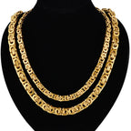 Dropshiping Male Punk 316L Stainless Steel Flat Byzantine Chain 8mm Gold Color Chunky Heavy Necklaces For Men Jewelry 2023