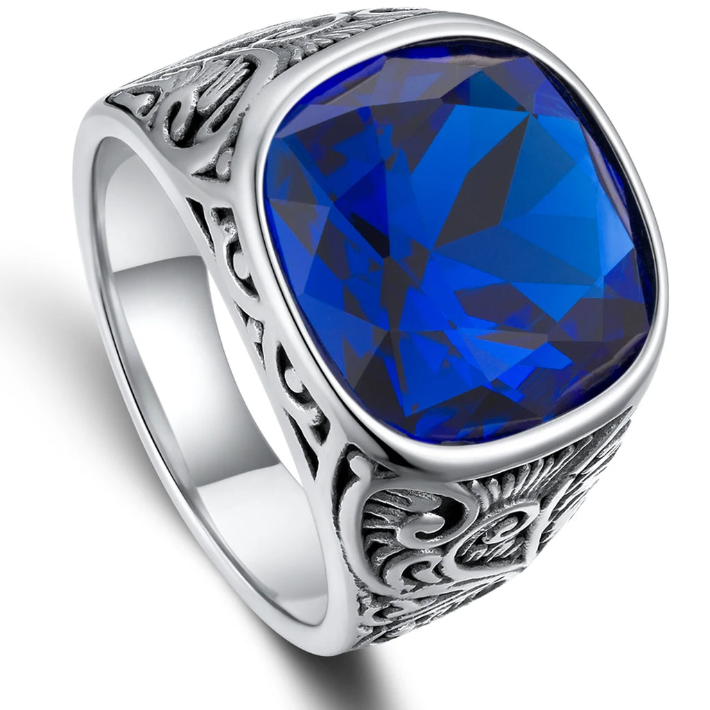 1pc Retro European American Style Men'S 316L Stainless Steel Ring, Fashionable Simple Creative Design, Synthetic Faux