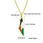Palestine Map Pendant Necklace — Stainless Steel